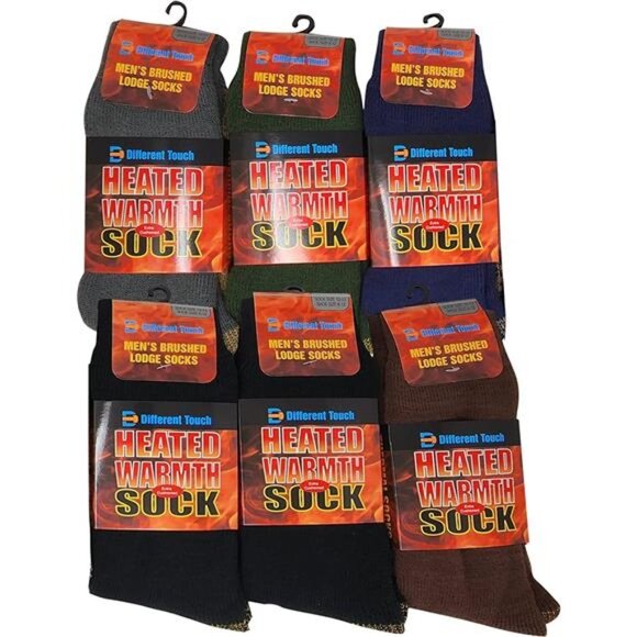 6 Pairs Packs Unisex Thermal Lodge Socks, Heated Winter Non-Skid Boot Socks - Picture 3 of 9